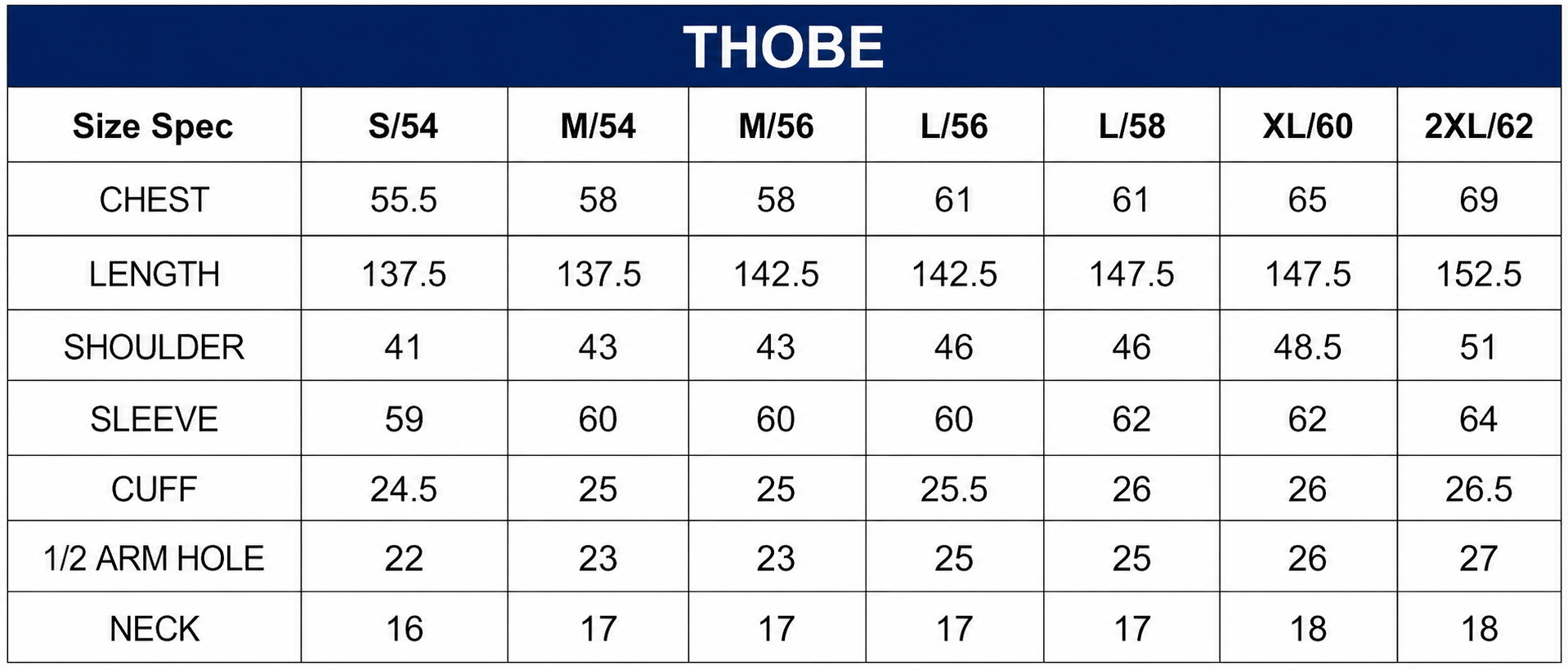 Size chart