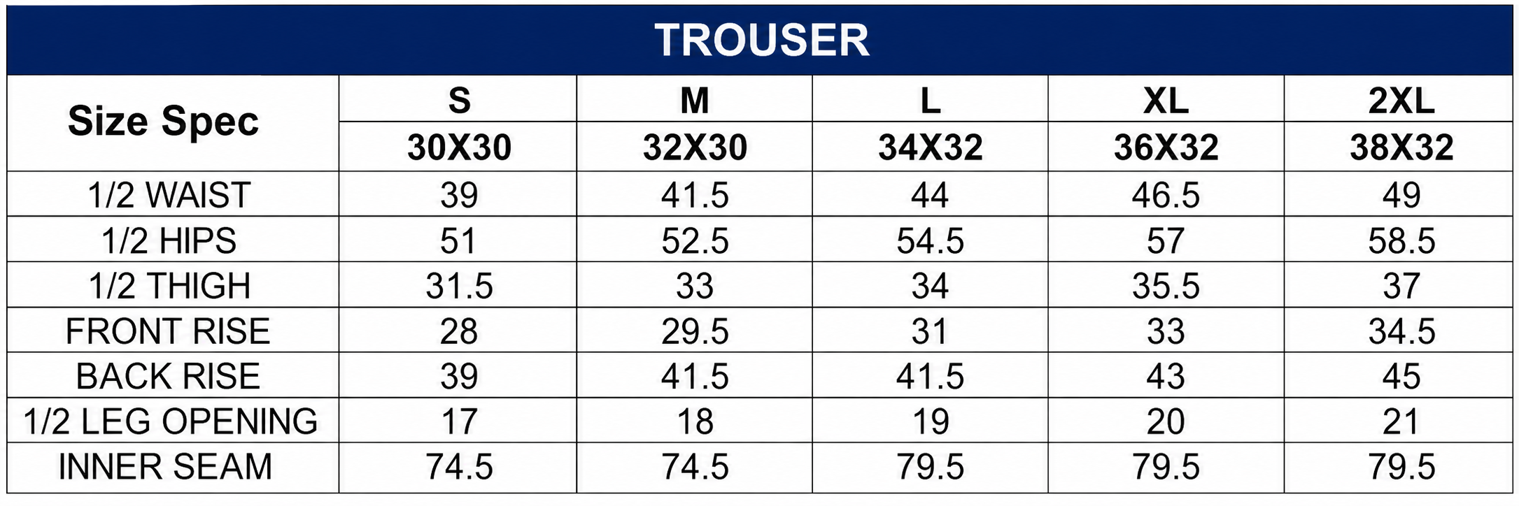 Size chart